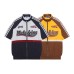 Retro Embroidered Racing Short Sleeve Shirt Men's Summer Loose Stand Collar Zipper Shirt