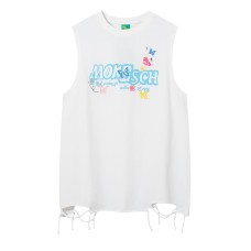 Retro Butterfly Letter Embroidery Vest Unisex Summer Outerwear Sleeveless T-Shirt Street Fashion Shoulder Top