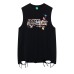 Retro Butterfly Letter Embroidery Vest Unisex Summer Outerwear Sleeveless T-Shirt Street Fashion Shoulder Top