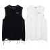 Colorful Embroidery Hem Distressed Unique Design Sleeveless Vest Men's Loose Casual Tank Top