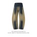 Gradient deconstruction curved knife jeans for men