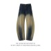 Gradient deconstruction curved knife jeans for men