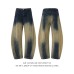 Gradient deconstruction curved knife jeans for men