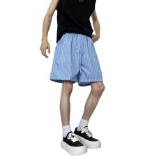 Striped street men's loose straight sports shorts