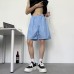 Striped street men's loose straight sports shorts