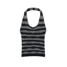 Striped neck slimming top