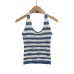 Striped neck slimming top