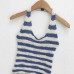 Striped neck slimming top