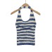 Striped neck slimming top