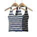 Striped neck slimming top