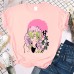Kanroji Mitsuri Printed Short sleeved Women's Ganlu Temple Glass Demon Slayer Season 3