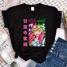 Kanroji Mitsuri Ganlu Temple Glass Printed Loose Casual Short Sleeves