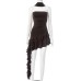 Elegant Solid Color Sleeveless Backless Fitted Irregular Lace Halter Dress