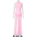 Sleeveless Stand Collar Fitted Draped Pleated A-Line Long Dress