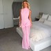 Sleeveless Stand Collar Fitted Draped Pleated A-Line Long Dress