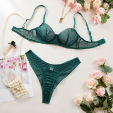 Green Leopard Print Bra Underwear Sexy Hollow Thin Cup with Steel Ring Comfortable Erotic Set for Women Green Leopard Print Bra Underwear Sexy Hollow Thin Cup with Steel Ring Comfortable Erotic Set for Women