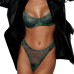 Green Leopard Print Bra Underwear Sexy Hollow Thin Cup with Steel Ring Comfortable Erotic Set for Women