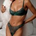 Green Leopard Print Bra Underwear Sexy Hollow Thin Cup with Steel Ring Comfortable Erotic Set for Women