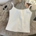Cotton Real Photo Small Strap Tank Top Women Summer Slim Korean Short Length Lace Edge T-Shirt Top