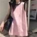 Cotton Colorblock Sporty Sleeveless T-Shirt Tank Top for Women Summer Plus Size Loose Sweet and Spicy Top