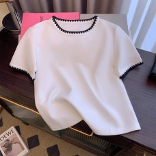 Real Photo Women's Loose Short Sleeve T-Shirt Summer New American Style Slimming Belly Covering Top Conceal Meat