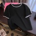 Real Photo Women's Loose Short Sleeve T-Shirt Summer New American Style Slimming Belly Covering Top Conceal Meat