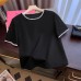 Real Photo Women's Loose Short Sleeve T-Shirt Summer New American Style Slimming Belly Covering Top Conceal Meat