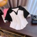 Real Shot Color Block Short Sleeve T-Shirt Women Summer New Short Fitted Half Sleeve Hong Kong Style Top