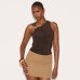 Simple Solid Color Fitted Embellished Long Tank Top for Women
