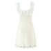 Square Neck Lace Splicing Waist-Cinching Dress