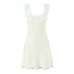 Square Neck Lace Splicing Waist-Cinching Dress