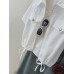 Solid Color Short Length Workwear Top for Women with Double Zipper Polo Collar