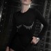 Elegant Slim Solid Color Rhinestone Long Sleeve Top for Women