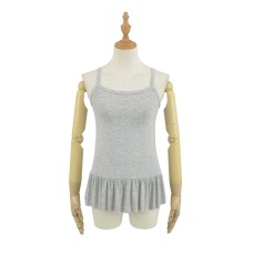 U-neck Solid Color All-match Ruffled Splicing Strapless Camisole for Women