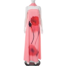 Elegant Ribbon Floral Print Dress for Women