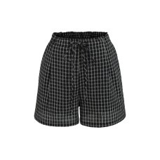 Drawstring Loose Plaid Shorts