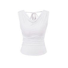 One-Shoulder Backless Tie Short Sleeve T-Shirt for Women