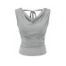 One-Shoulder Backless Tie Short Sleeve T-Shirt for Women