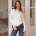 Casual Off-Shoulder Solid Color Long Sleeve Top for Women
