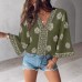 Foreign Trade Autumn V-neck Position Printing Loose Top