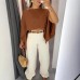 Solid Color One-Shoulder Design Slit Sleeve Multi-Wear Office Casual Top (with Camisole)