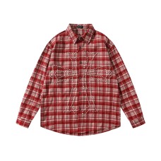 Heavyweight Beaded Plaid Long Sleeve Shirt Men's Loose Casual Couple Shirt Jacket