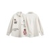 Brand Fun Bear Print Unisex Loose Striped Shirt