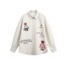 Brand Fun Bear Print Unisex Loose Striped Shirt