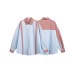 Color Block Small Plaid Splicing Loose Fit Long Sleeve Shirt for Men