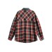 Pocket Color Block Turn-Down Collar Loose Unisex Plaid Shirt