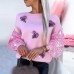 White Backless Metal Buckle Decorated Casual Long Sleeve Top for Women