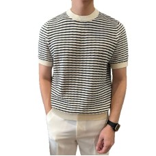 Summer loose casual breathable jacquard striped contrasting top Summer loose casual breathable jacquard striped contrasting top