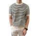 Summer loose casual breathable jacquard striped contrasting top