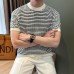 Summer loose casual breathable jacquard striped contrasting top